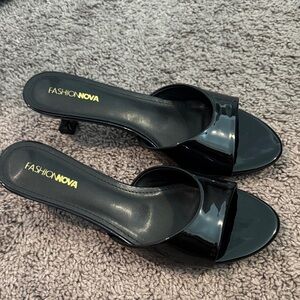 Fashion Nova Glossy Black Mules